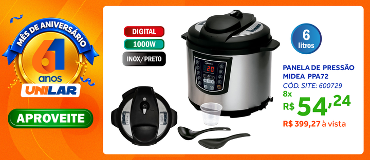 Panela de Pressão Elétrica Midea 6L Digital Inox 220V