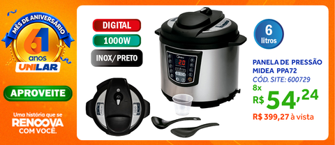 Panela de Pressão Elétrica Midea 6L Digital Inox 220V