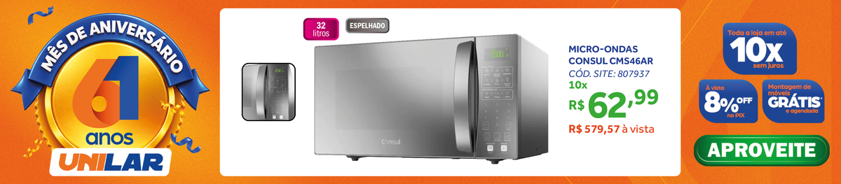 Micro-ondas Consul 32L Menu Fácil CMS46A Cinza 220V