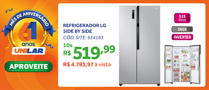 Refrigerador LG 519L Side By Side Inverter Inox 220V