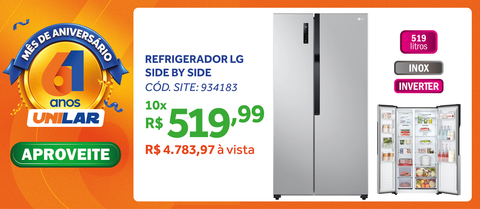 Refrigerador LG 519L Side By Side Inverter Inox 220V