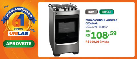 Fogão 4 Bocas Consul CFO4N Piso Inox Bivolt
