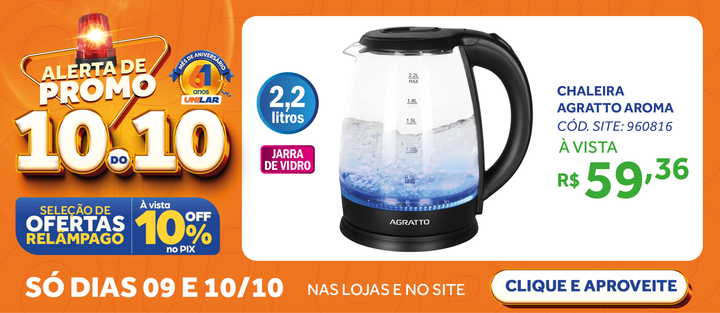 Chaleira Elétrica Agratto 2,2L Aroma ACEV01L02 Vidro 220V