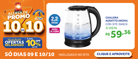 Chaleira Elétrica Agratto 2,2L Aroma ACEV01L02 Vidro 220V
