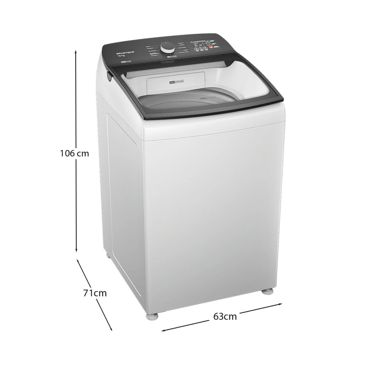 Lavadora de Roupas Brastemp Advanced 16Kg BWF16AB Cesto Inox Ciclo TiraManchas Branco 220V