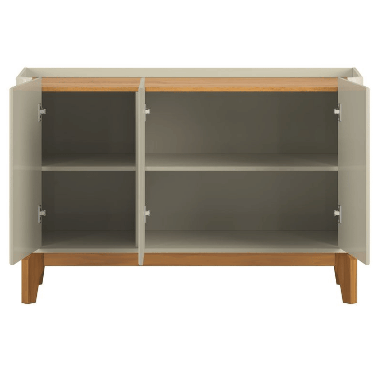Balcão Buffet Flip Patrimar 123cm 3 Portas Off White e Cinamomo