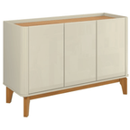 Balcão Buffet Flip Patrimar 123cm 3 Portas Off White e Cinamomo