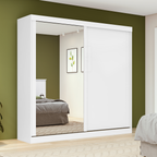 Roupeiro Zeine Lopas 180cm 2 Portas Correr com Espelho Branco