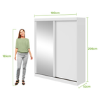 Roupeiro Zeine Lopas 180cm 2 Portas Correr com Espelho Branco