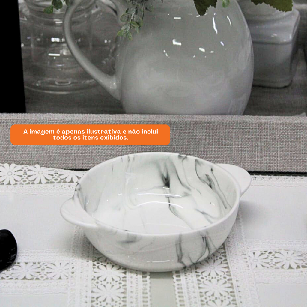 Travessa Alça de Porcelana  Etilux   15,7cm Marble