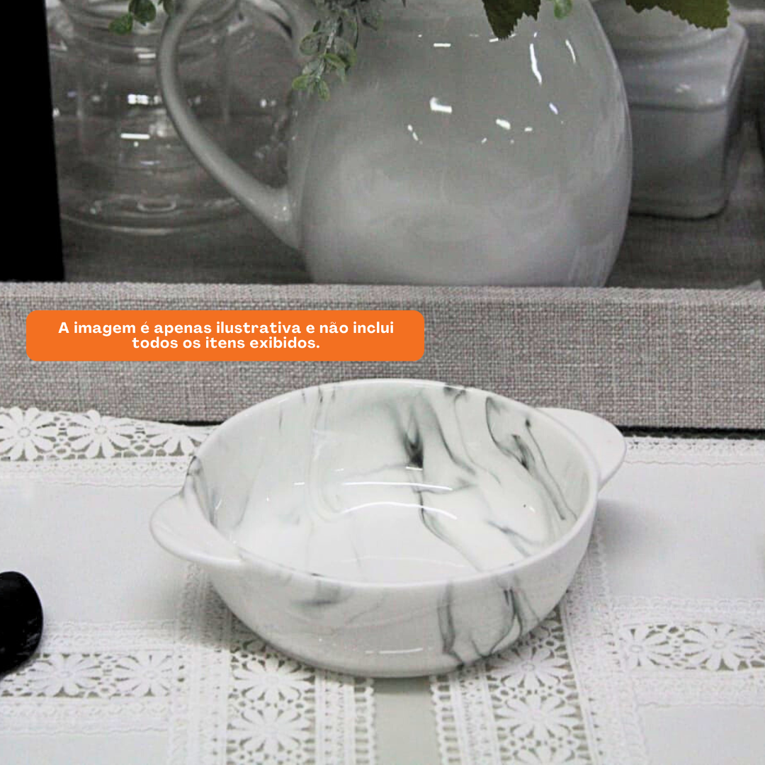 Travessa Alça de Porcelana  Etilux   15,7cm Marble