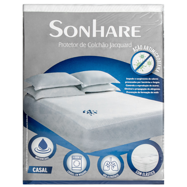 Protetor de Colchão Casal Naturalle Jacquard 140x190cm Branco