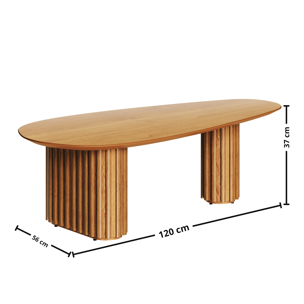 Mesa de Centro Living Orgânica Imcal 120x37 Pé Ripado  Nature