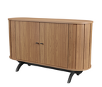 Balcão Buffet Curvo 2 Portas 100% MDF 130cm TB289 Dalla Costa Freijó/Preto Fosco
