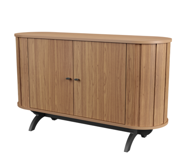 Balcão Buffet Curvo 2 Portas 100% MDF 130cm TB289 Dalla Costa Freijó/Preto Fosco