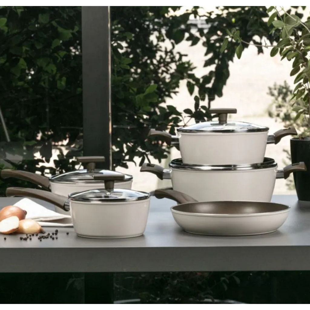 Jogo de Panelas Ceramic Life Brinox 5 Peças Indução Organika Nata