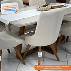 Cadeira Lais Menegaz Noce Linho Off White