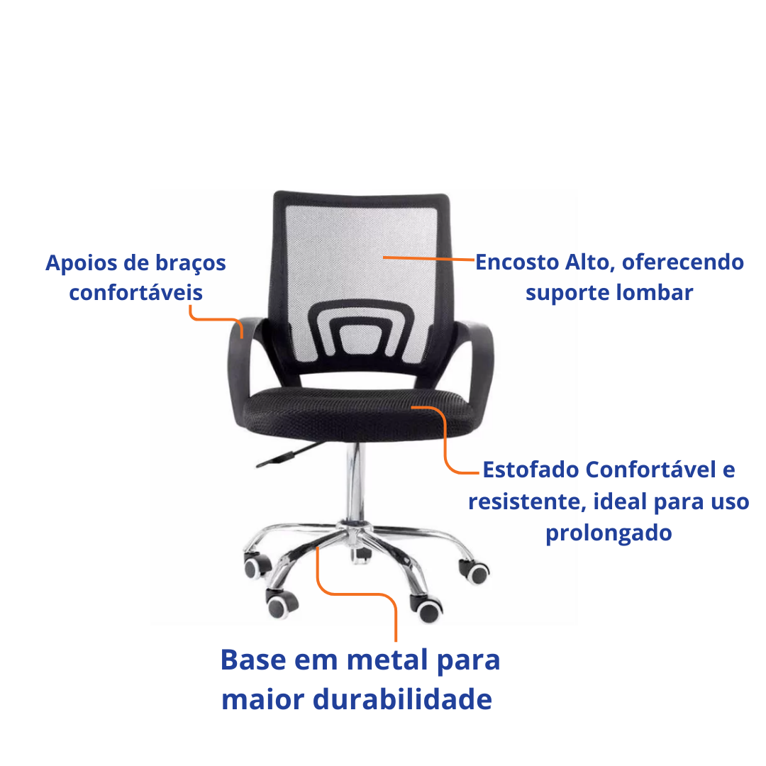 Cadeira Giratória GRP Diretor com Rodízio W-120 Preto