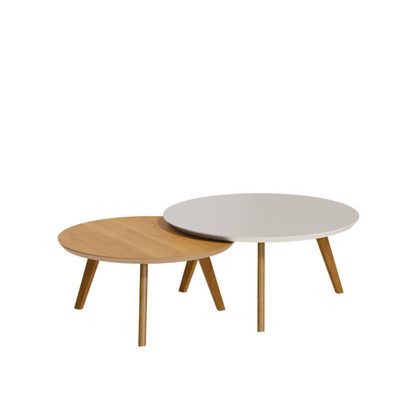 Conjunto de 2 Mesas de Centro Classic Imcal Off White e Nature