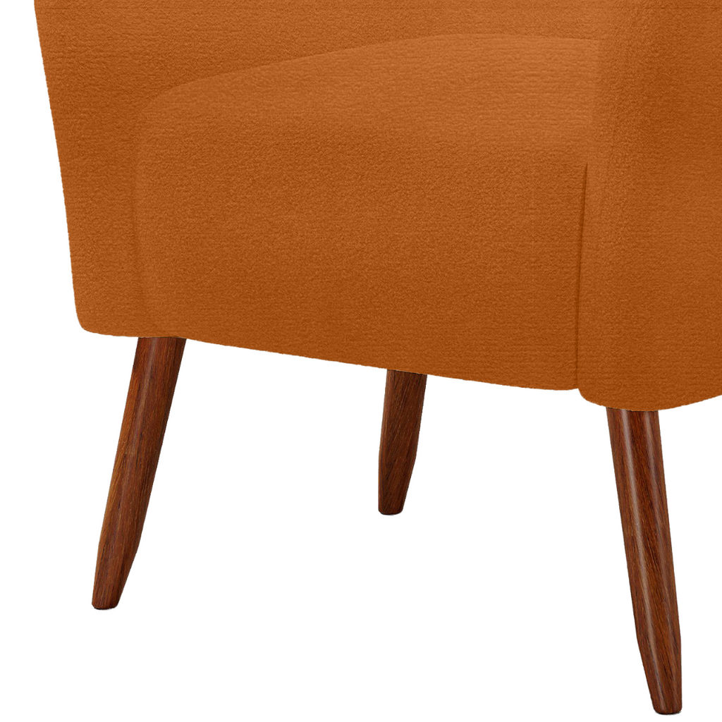 Poltrona La Paz 78cm Konfort Pés Palito Castanho Veludo Ferrugem