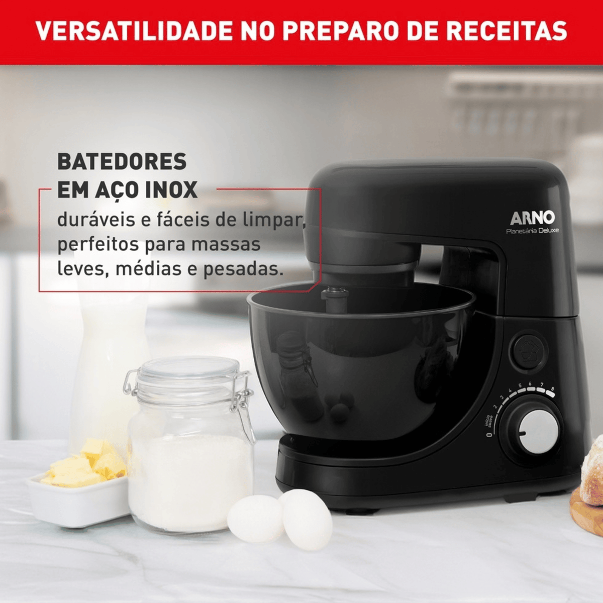 Batedeira Planetária Arno SX34 Nova Deluxe Preto 220V