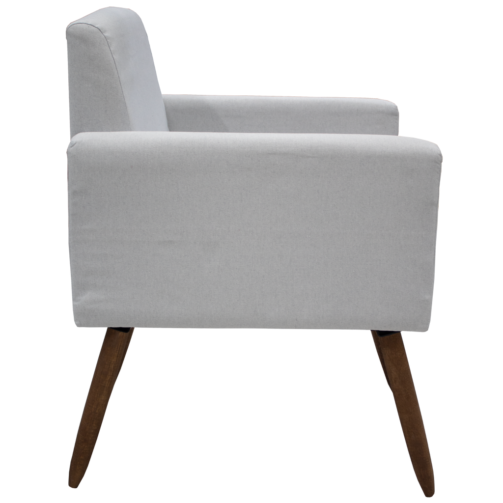 Poltrona Fênix 63cm Maramadan Pé Palito Mel Linho Cinza