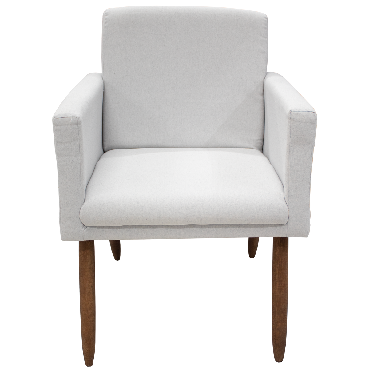 Poltrona Fênix 63cm Maramadan Pé Palito Mel Linho Cinza