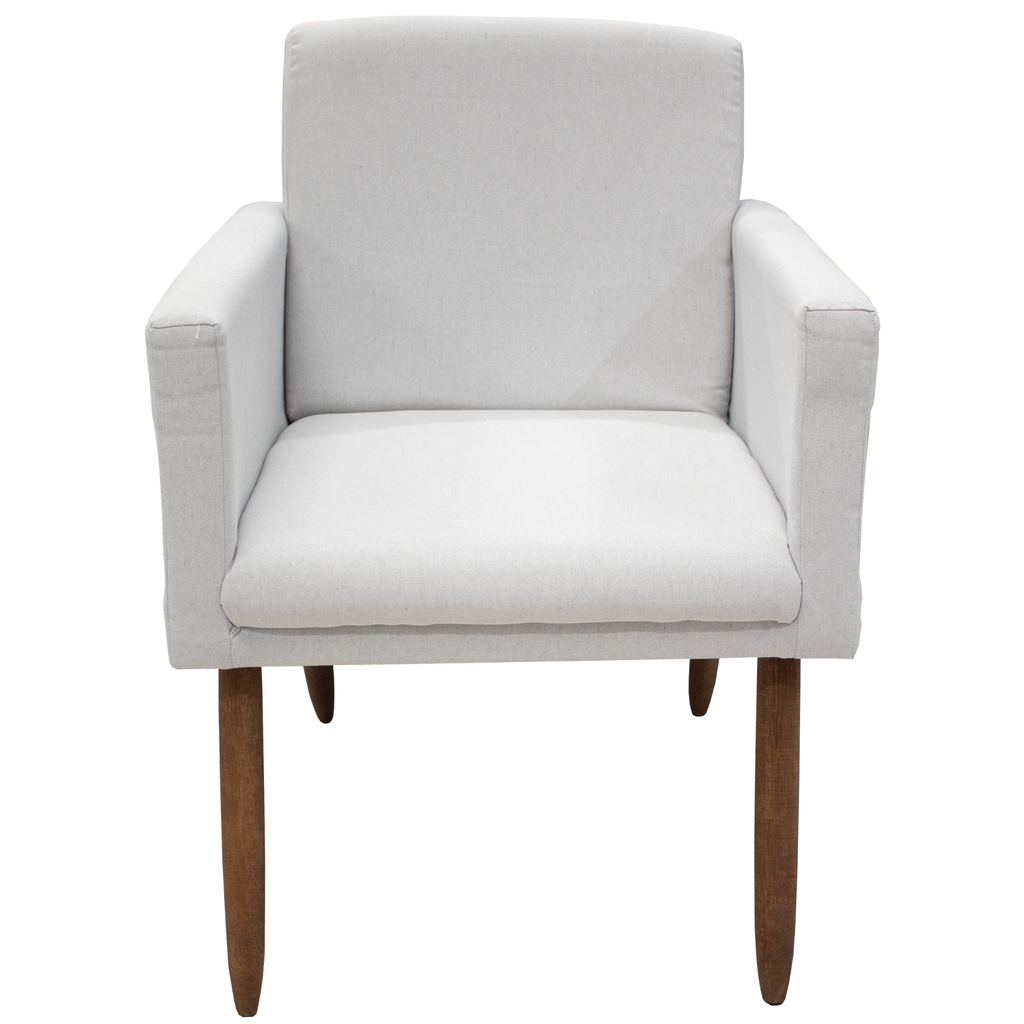 Poltrona Fênix 63cm Maramadan Pé Palito Mel Linho Cinza