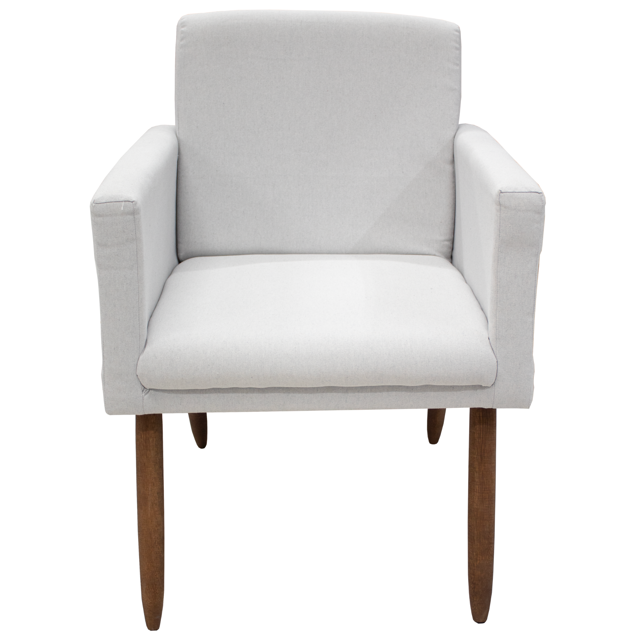 Poltrona Fênix 63cm Maramadan Pé Palito Mel Linho Cinza