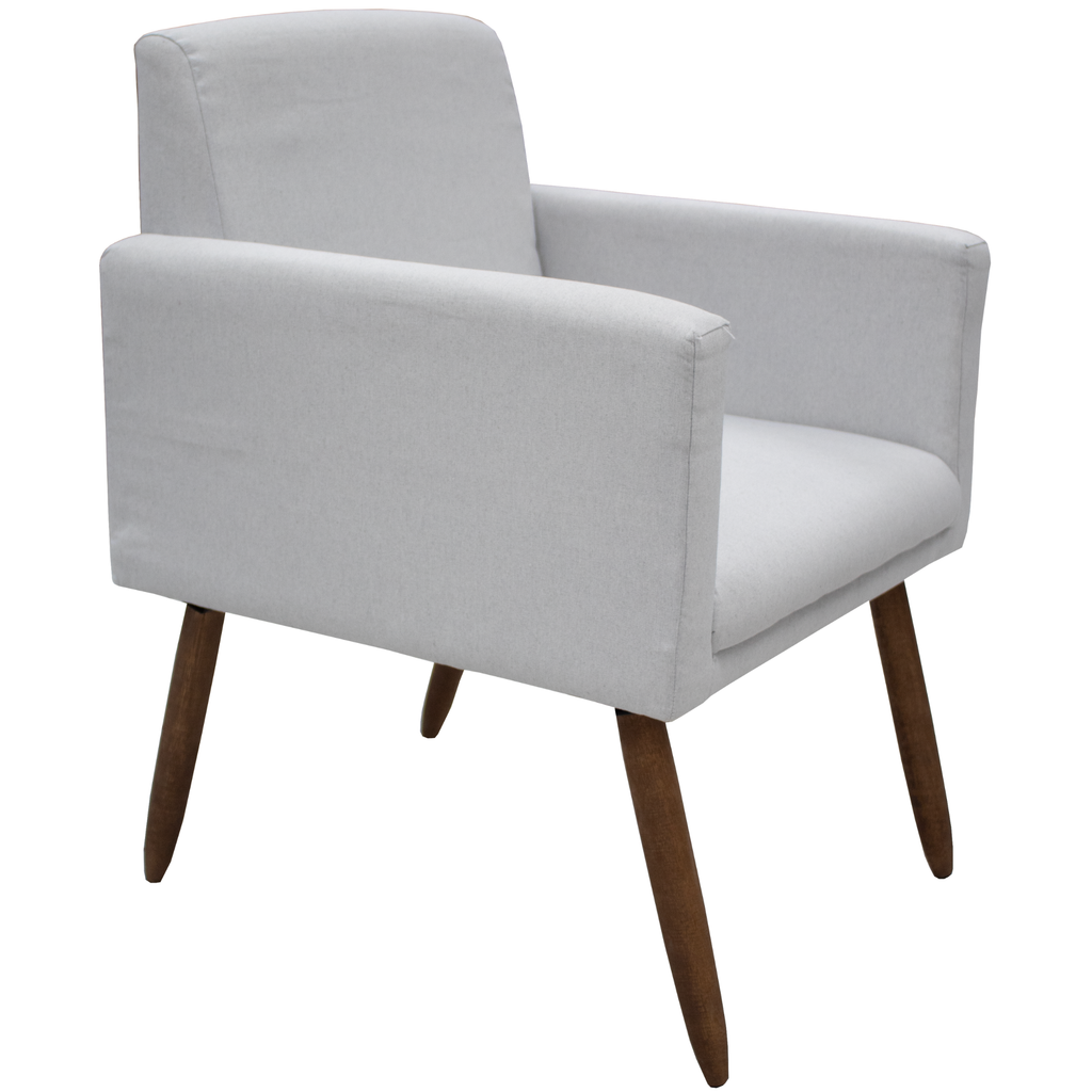 Poltrona Fênix 63cm Maramadan Pé Palito Mel Linho Cinza
