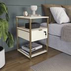Mesa de Cabeceira Industrial Kappesberg LI046 Off White e Dourado