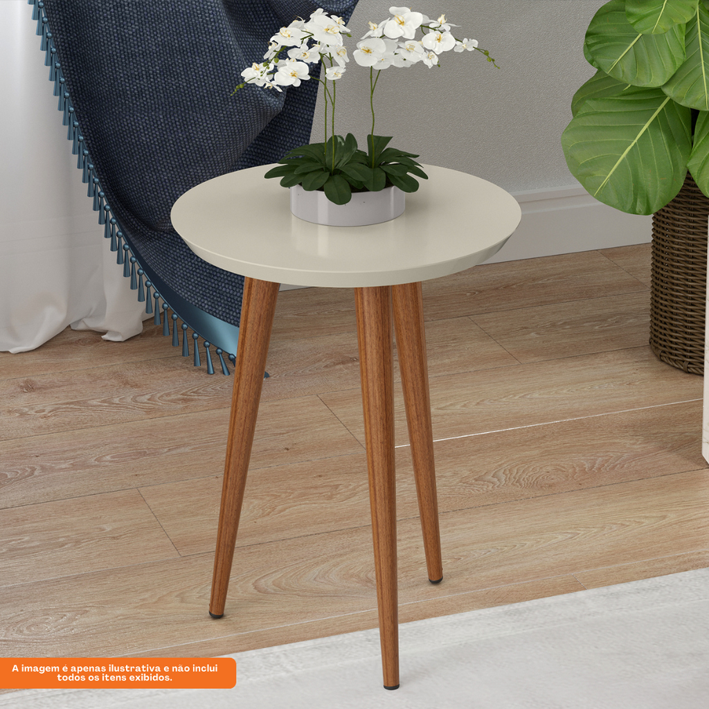 Mesa Lateral Luna 44cm Patrimar Redonda Off White