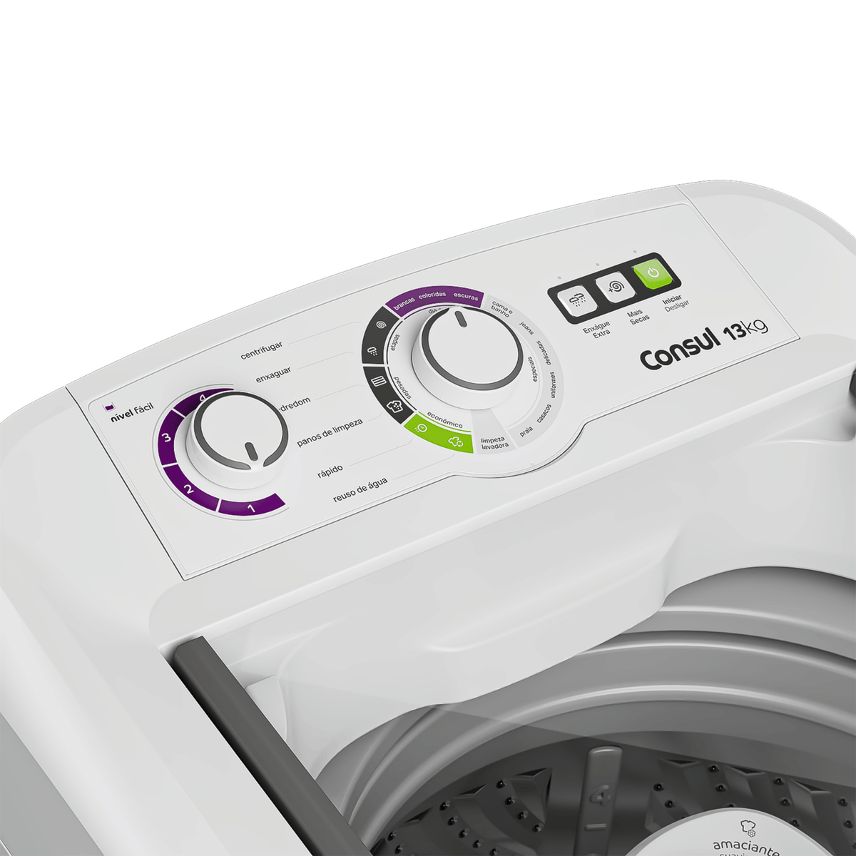 Lavadora de Roupas Consul 13Kg CWH13AB Dosagem Econômica Cesto Inox Branca 220V