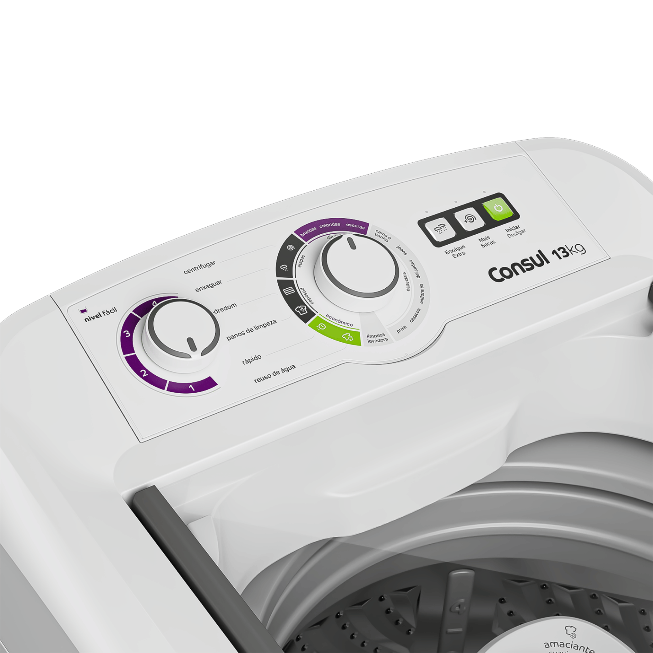 Lavadora de Roupas Consul 13Kg CWH13AB Dosagem Econômica Cesto Inox Branca 220V