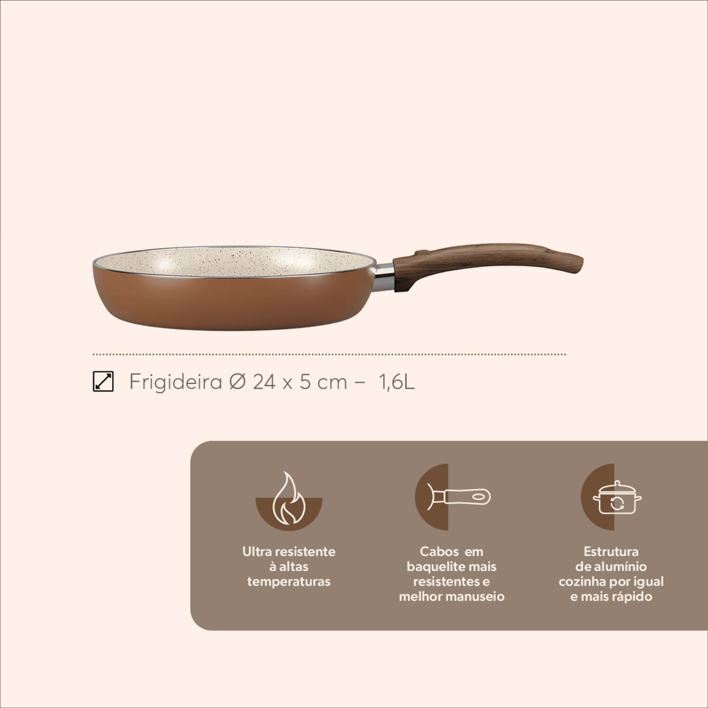 Frigideira Ceramic Life Brinox 24cm Antiaderente Primea Cappuccino