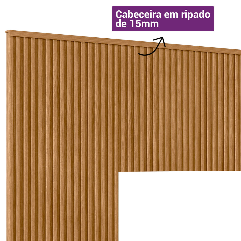 Cabeceira Casal/Queen Laranjeira Linea 241cm com Kit Frame Nature
