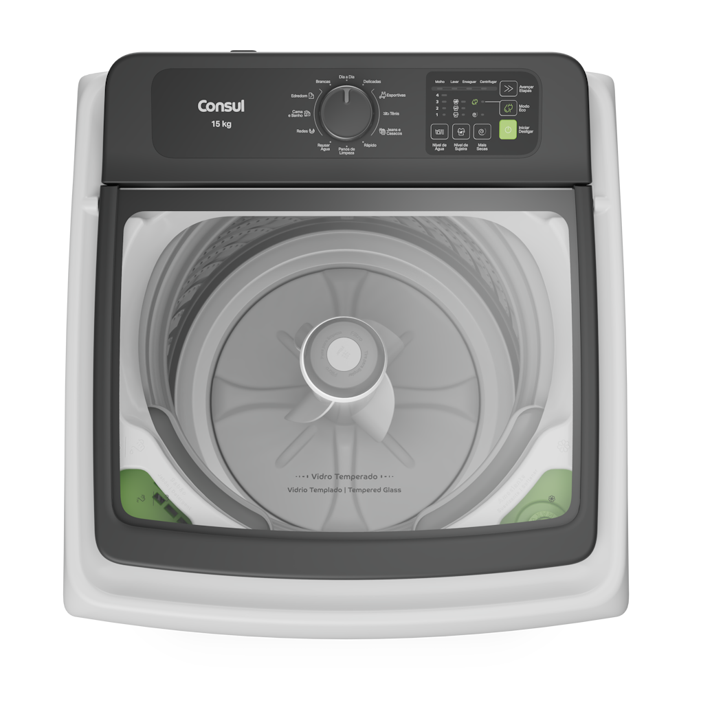 Lavadora de Roupas Consul 15Kg CWN15A Modo Eco Cesto Inox Branco 220V