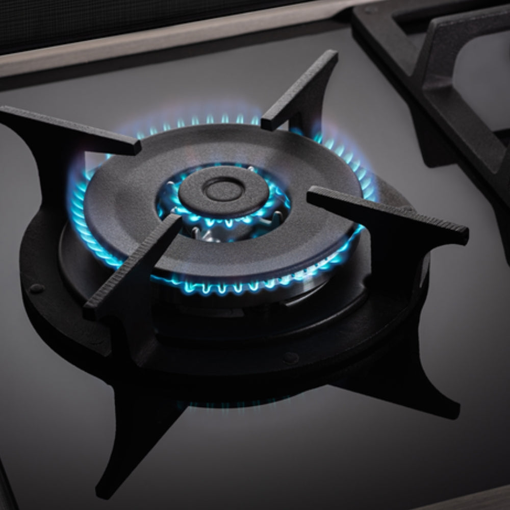 Cooktop à Gás Fischer 5 Bocas Platinium Tripla chama Trempe em Ferro Fundido 19784-23299 Vidro Preto Bivolt