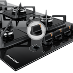 Cooktop à Gás Brastemp 5 Bocas BDS85AE Grades em Ferro Fundido Vidro Preto Bivolt