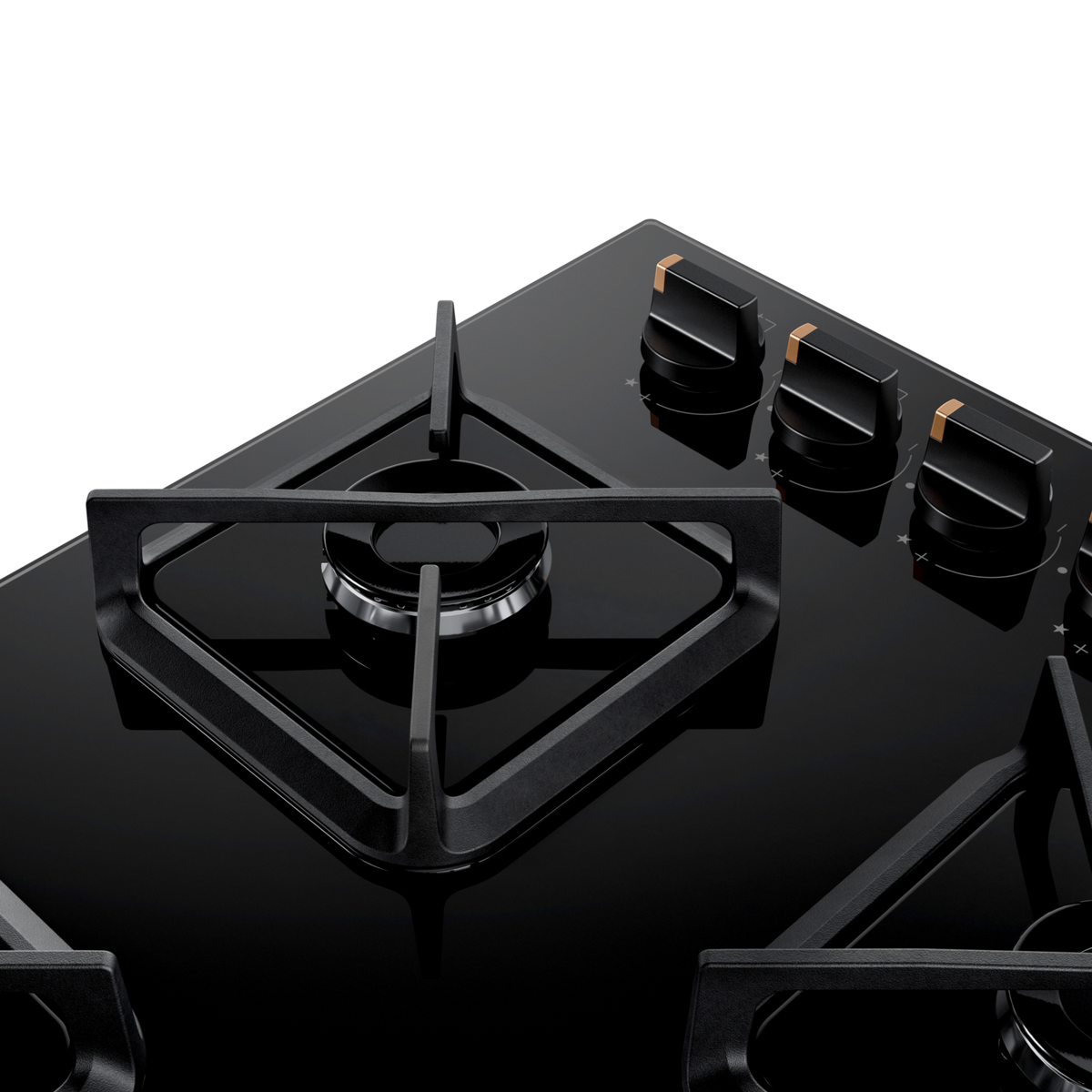 Cooktop à Gás Brastemp 5 Bocas BDS85AE Grades em Ferro Fundido Vidro Preto Bivolt