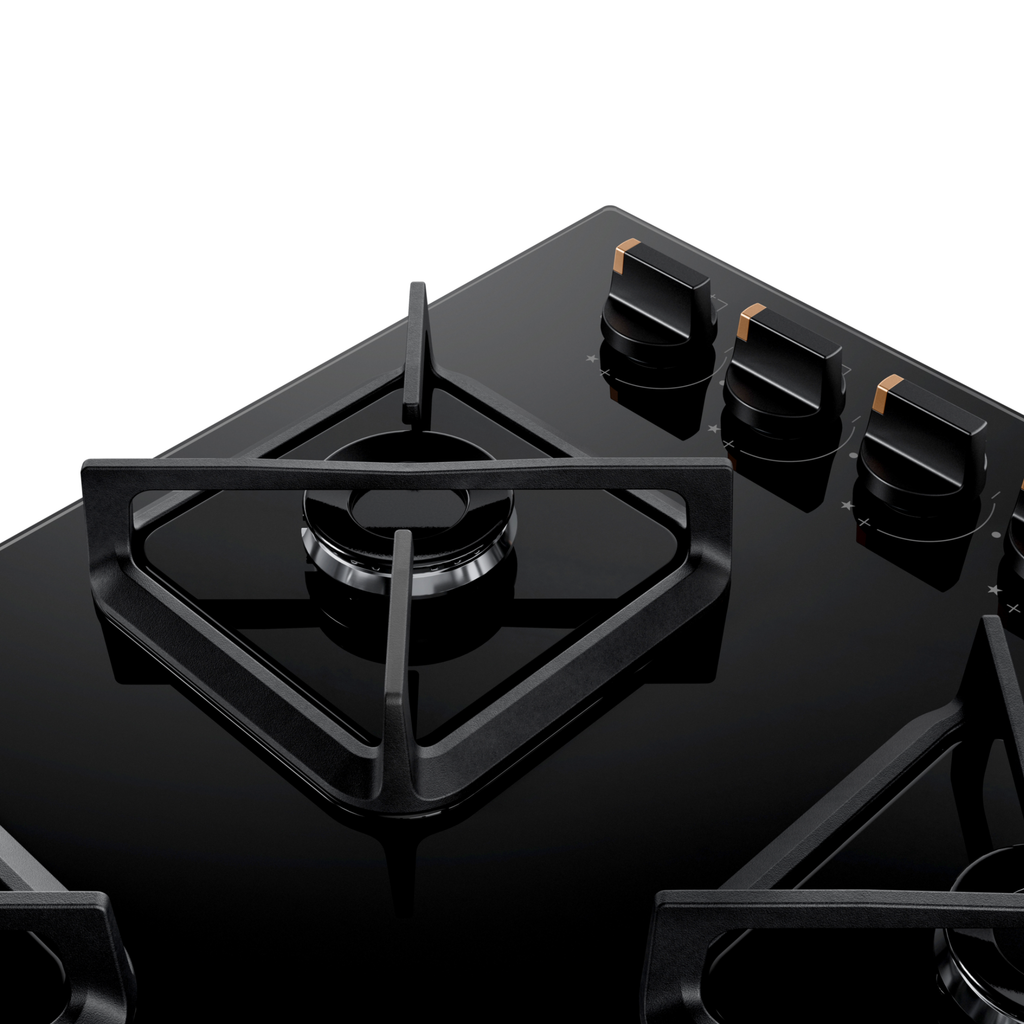 Cooktop à Gás Brastemp 5 Bocas BDS85AE Grades em Ferro Fundido Vidro Preto Bivolt
