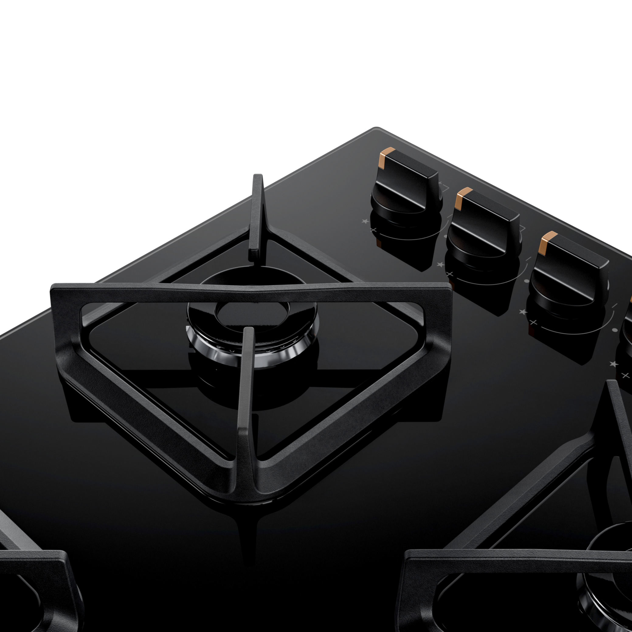 Cooktop à Gás Brastemp 5 Bocas BDS85AE Grades em Ferro Fundido Vidro Preto Bivolt