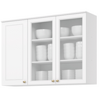 Armário Aéreo de Cozinha Americana Henn 100% MDF 3 Portas de Vidro 120cm Branco HP