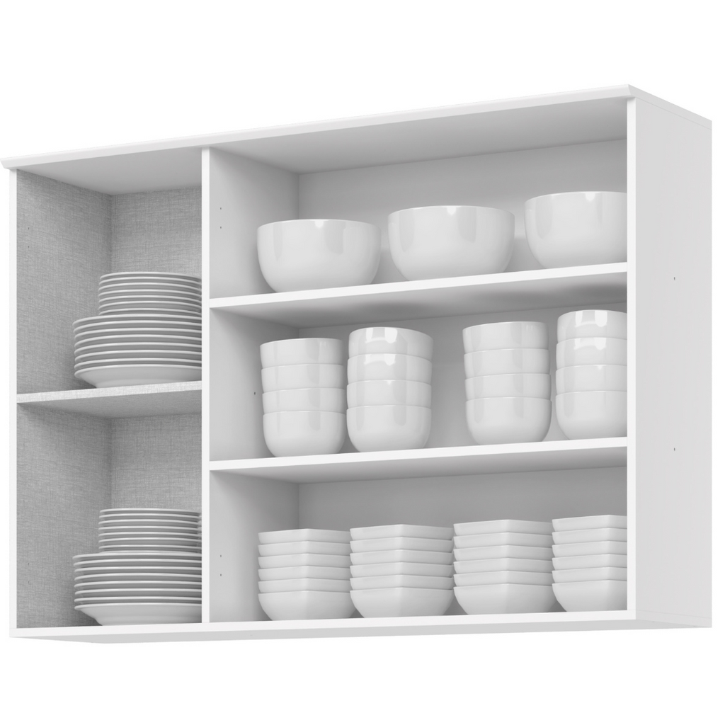 Armário Aéreo de Cozinha Americana Henn 100% MDF 3 Portas de Vidro 120cm Branco HP