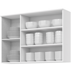 Armário Aéreo de Cozinha Americana Henn 100% MDF 3 Portas de Vidro 120cm Branco HP