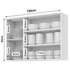 Armário Aéreo de Cozinha Americana Henn 100% MDF 3 Portas de Vidro 120cm Branco HP