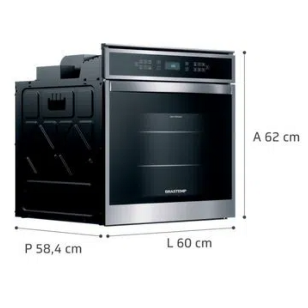 Forno de Embutir Elétrico Brastemp 84L BOT84AR Convecção e Termômetro Meat Control Cor Inox 220V
