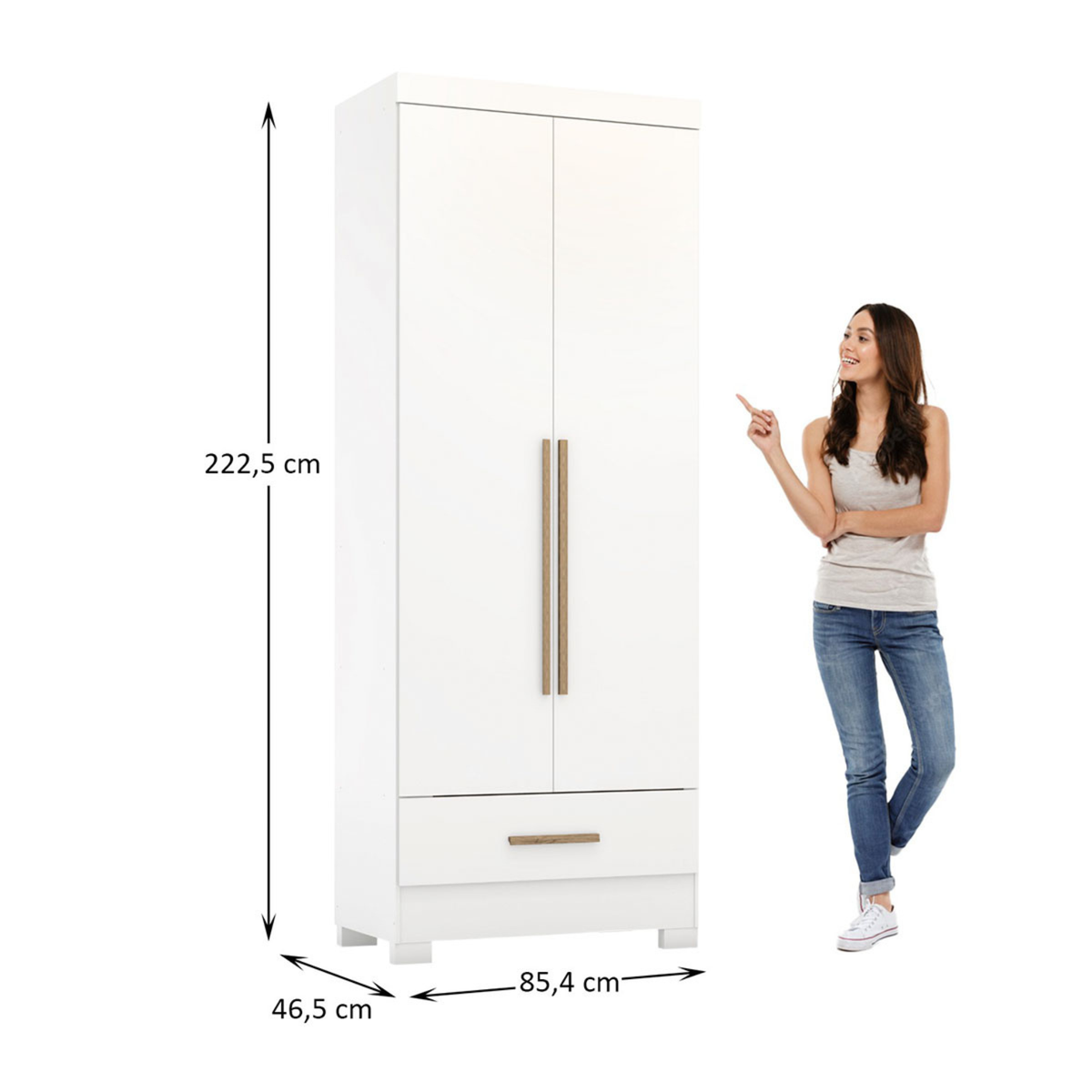 Roupeiro Smart Plus Rodial 86cm 100% MDF 2 Portas e 1 Gaveta Branco