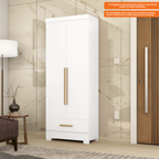 Roupeiro Smart Plus Rodial 86cm 100% MDF 2 Portas e 1 Gaveta Branco