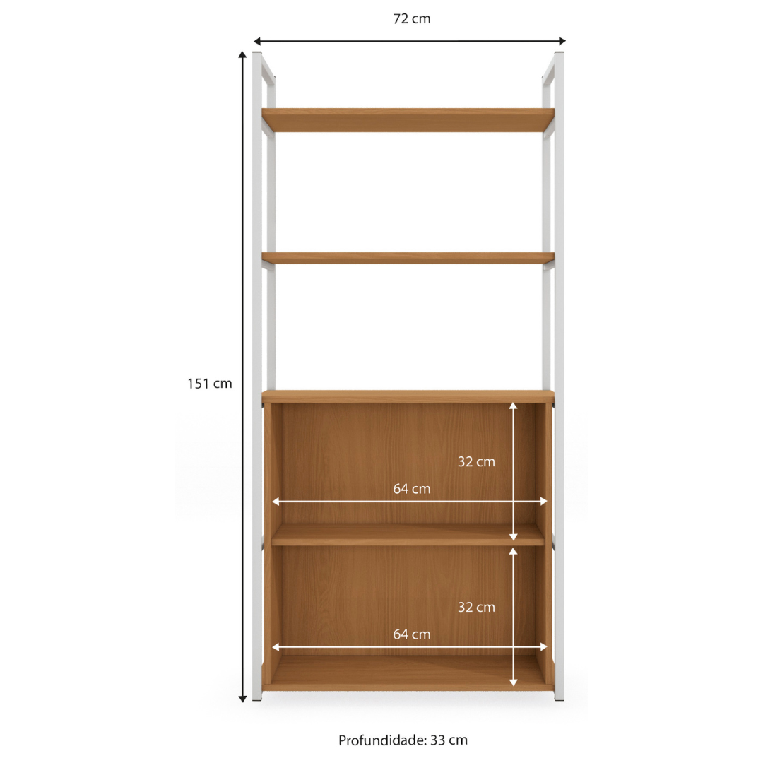 Estante Industrial Kappesberg 2 Portas com Prateleiras LI041 Canela e Branco